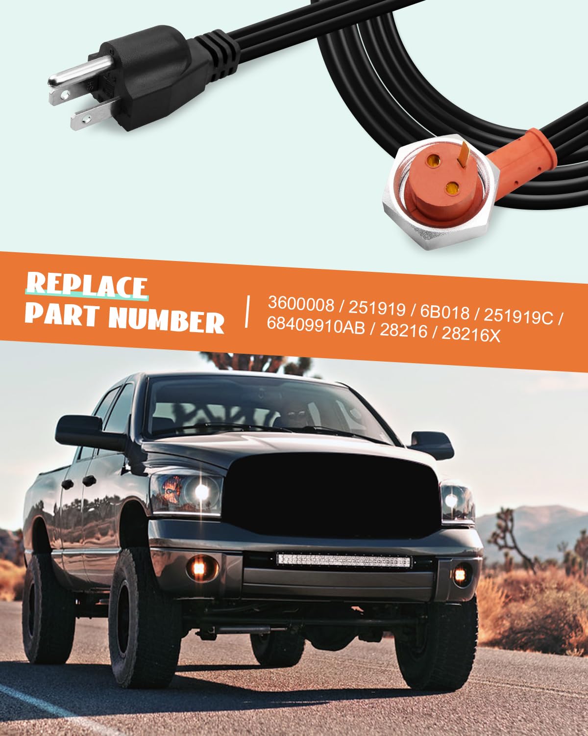 Amazon.com: ANODZU 251919 Engine Block Heater Cord Fit for Dodge