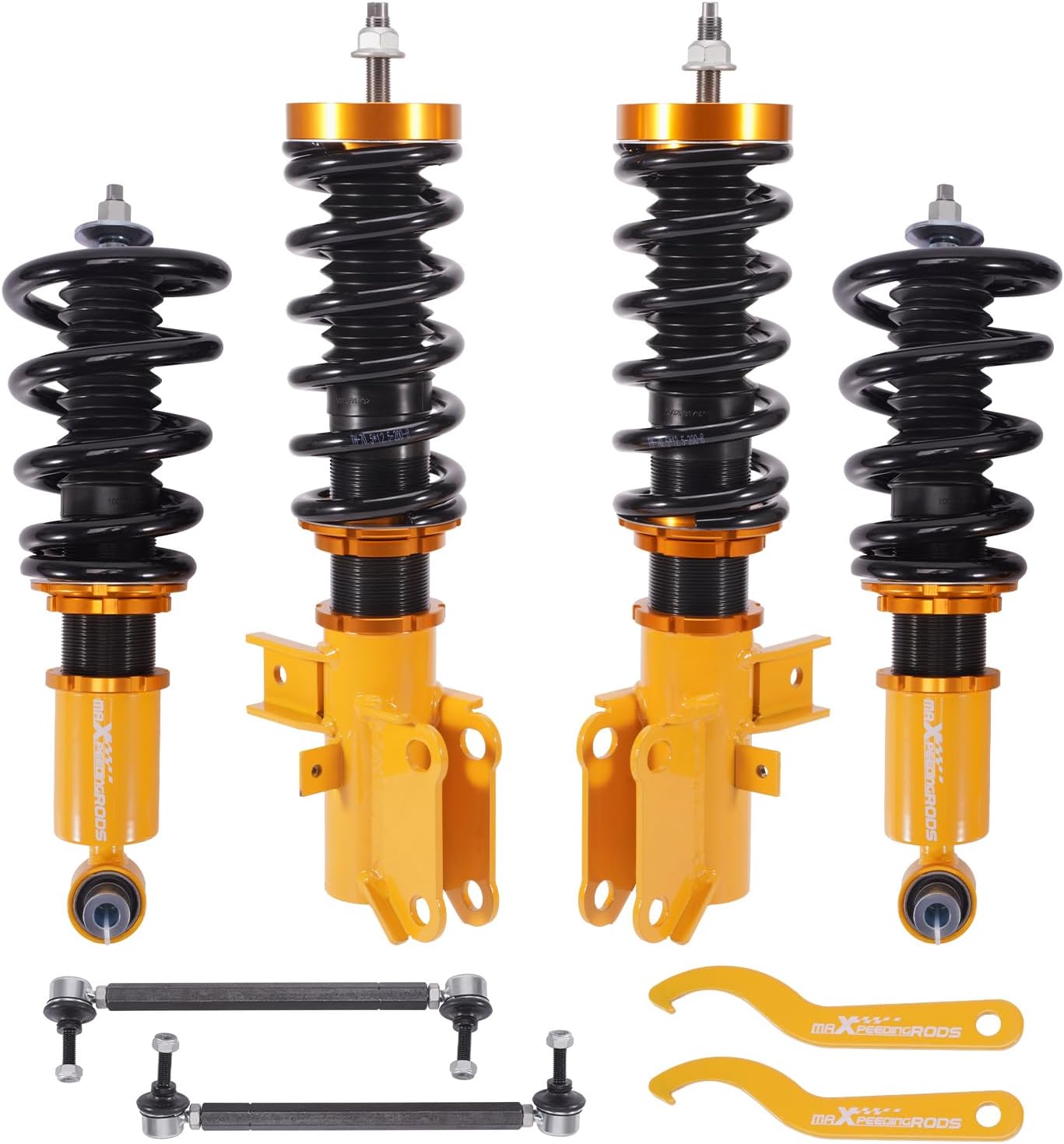 maXpeedingrods Coilovers for Chevrolet Camaro 2010-2015, Height Adjustable Coilovers Suspension Kit, Preset Damping Lowering Kit Gold