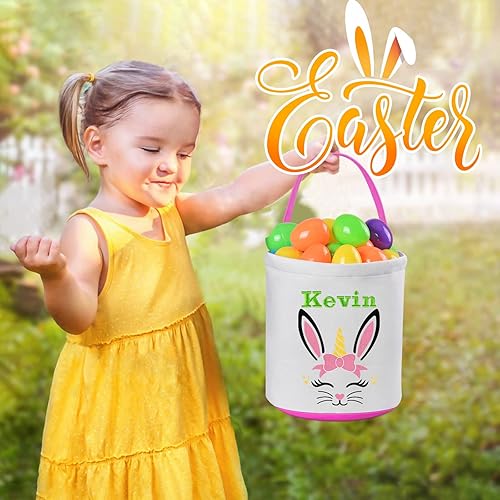 Miniatura 40 de Cestas de Pascua personalizadas para niños, cesta de Pascua, regalos de Pascua, cesta de conejo de Pascua, cesta de caza de huevos de Pascua, cesta