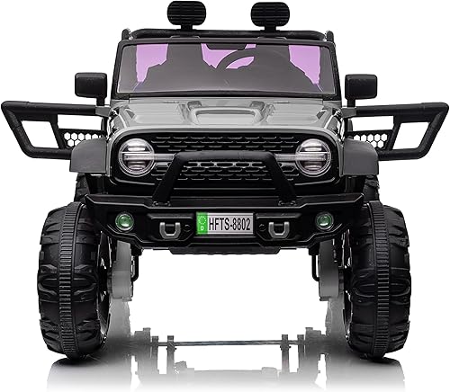 Camión de coche de 2 plazas para niños de 24 V con asiento extra ancho de 20 pulgadas, vehículo eléctrico para niños conmutable 4WD2WD con control