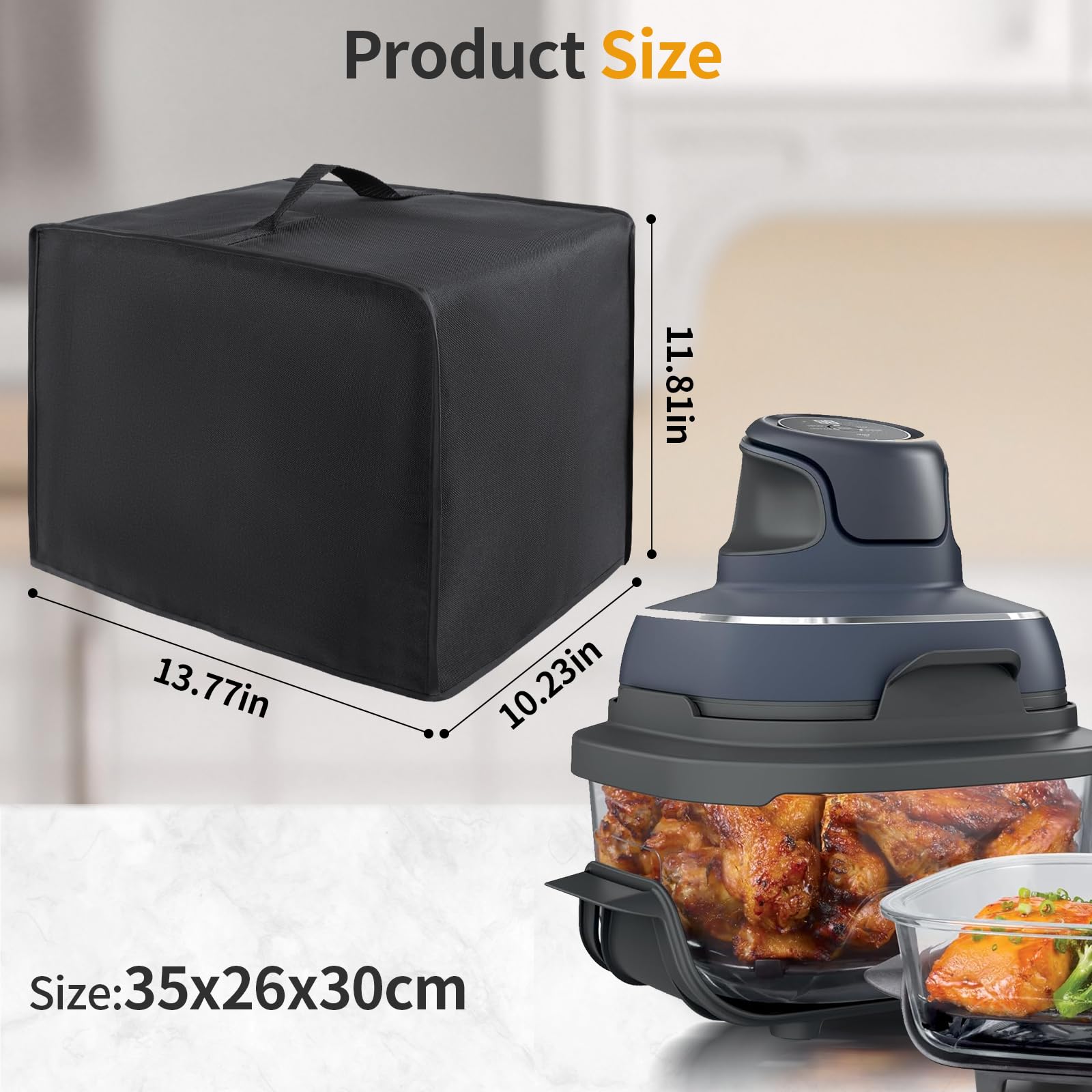 Air Fryer Cover,Compatible with Ninja Crispi Air Fryer,600D Oxford Cloth Waterproof Dust Cover, Glass Air Frye (Black)