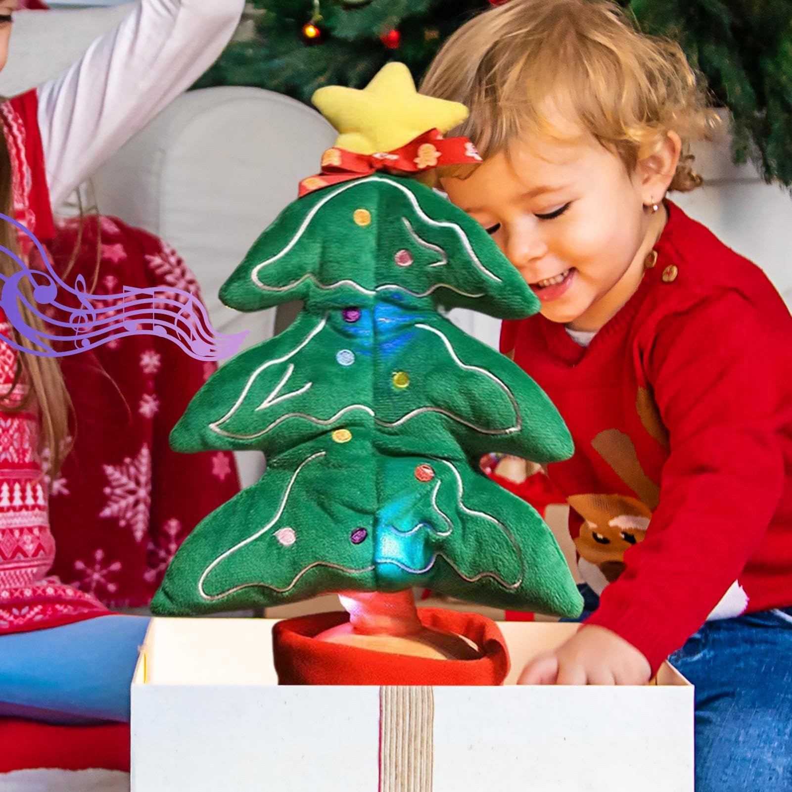 Albero Di Natale Ballerino Elettrico 32 Cm – Pupazzo Di Peluche Con Musica E Luci, Perfetto Per Feste E Decorazioni Natalizie