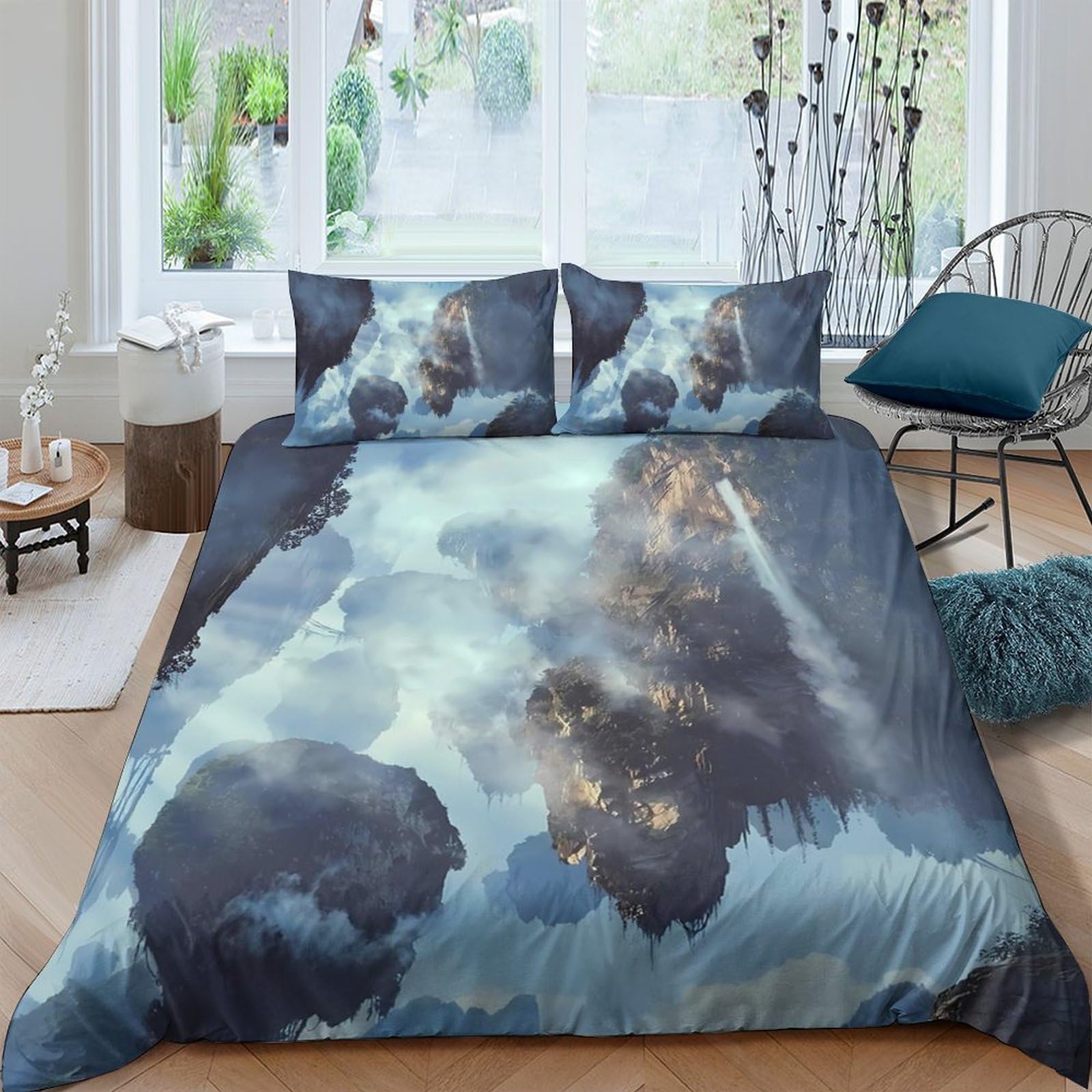 Ctjqhvkz Style-3 3D Printed Thunderstorm Sky Fitted Sheet Microfiber Soft Breathable Lightning Cloud Mattress Cover For Bedroom Home Decor Single（135X200cm）