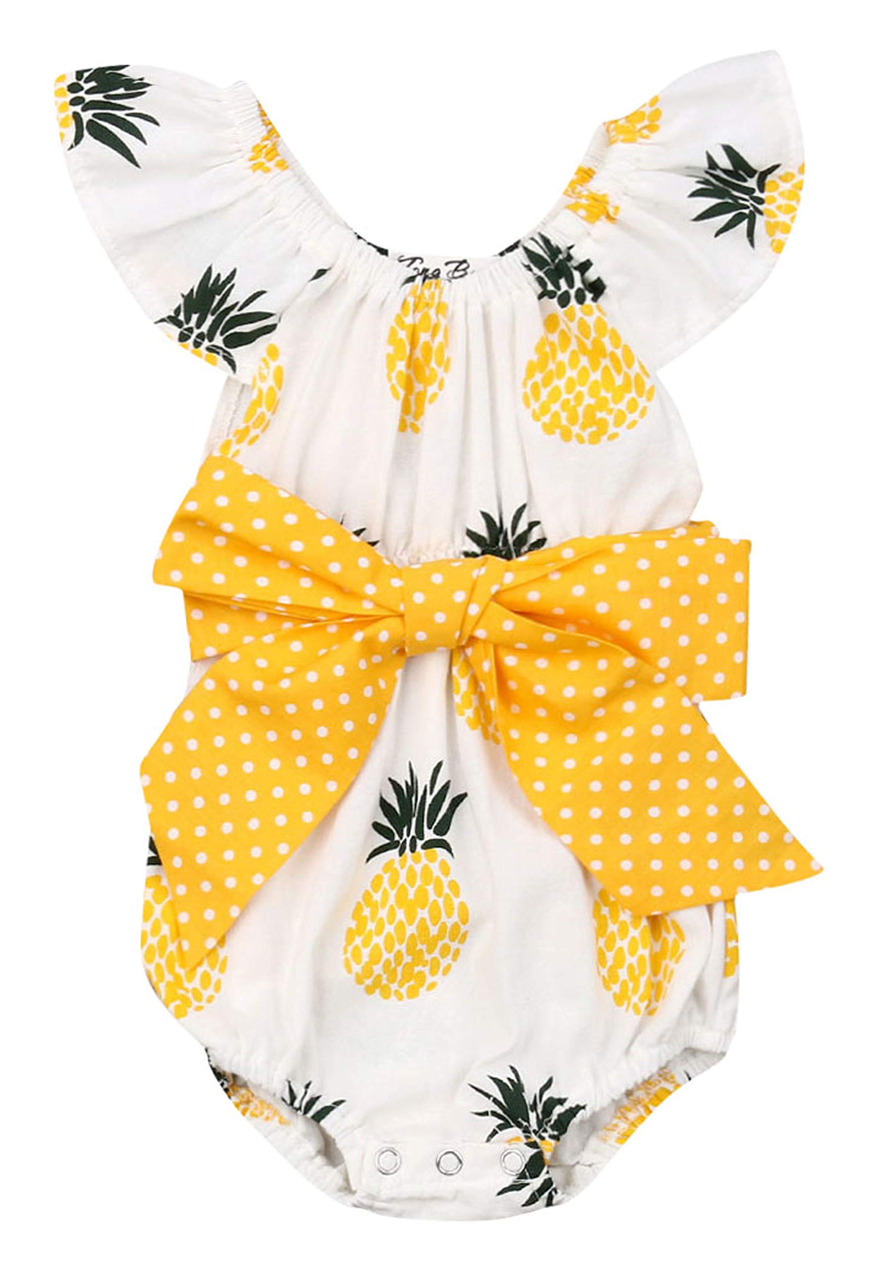 Newborn Baby Girl Cute Bodysuit Floral Ruffled Onesies Summer Clothes Outfits Pineapple Sunflower