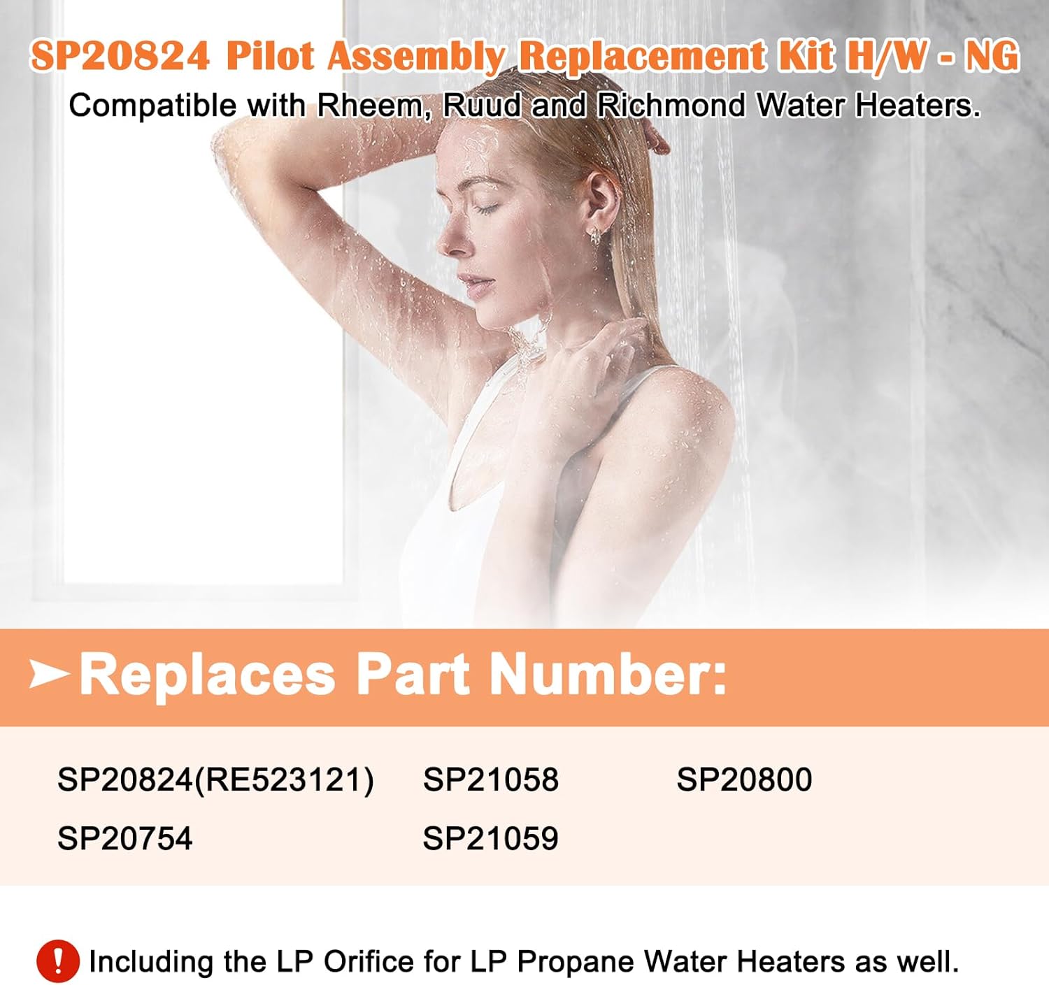 Hiorucet SP20824 SP21058 Pilot Assembly Replacement Kit for Rheem, Ruud and Richmond Water Heater Parts H/W - NG/LP with Thermopile, Sparker, Burner Door Gasket, Replaces SP20800, SP20754, SP21059.