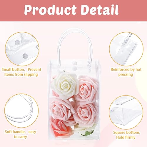 Miniatura 3 de Amylove 24 bolsas de regalo de plástico de PVC transparente con asa, bolsas de regalo reutilizables transparentes para compras, mercancías