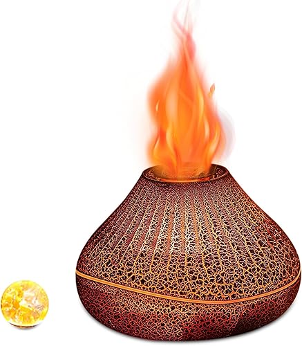 Humidificador de difusor de volcán colorido humidificador de llama de fuego mejorado de 5.4 fl oz con función de apagado automático de 7 colores que