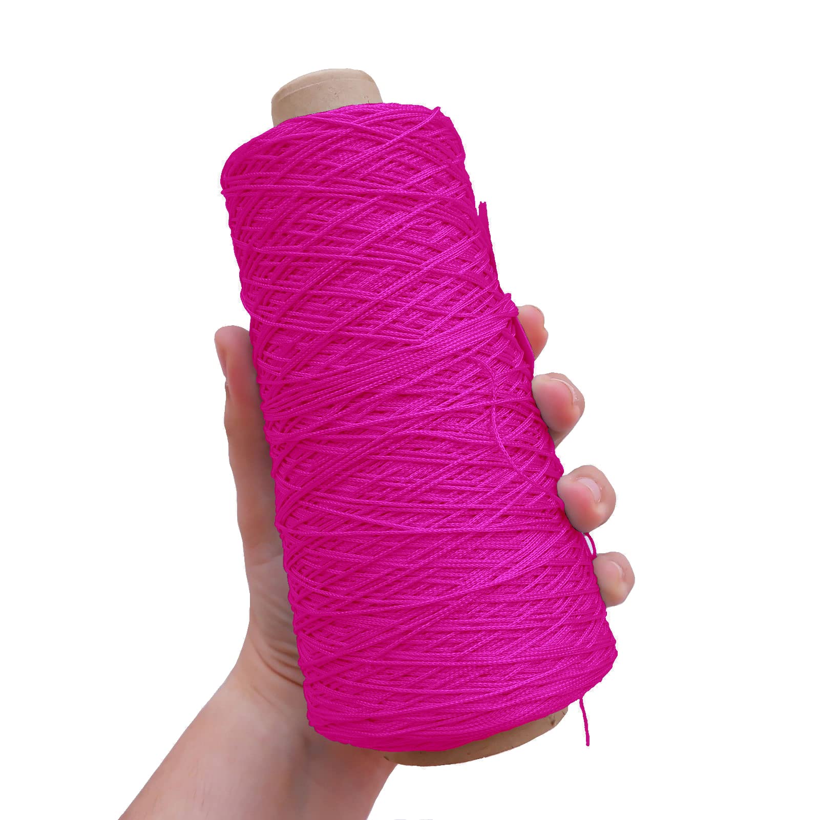 TEXTEX = Cuquillo Chain Thread. Yarn for Knitting and Crochet. Composition 100% Rayon. 1 Cone of 200grs and 600mts (Fuchsia)