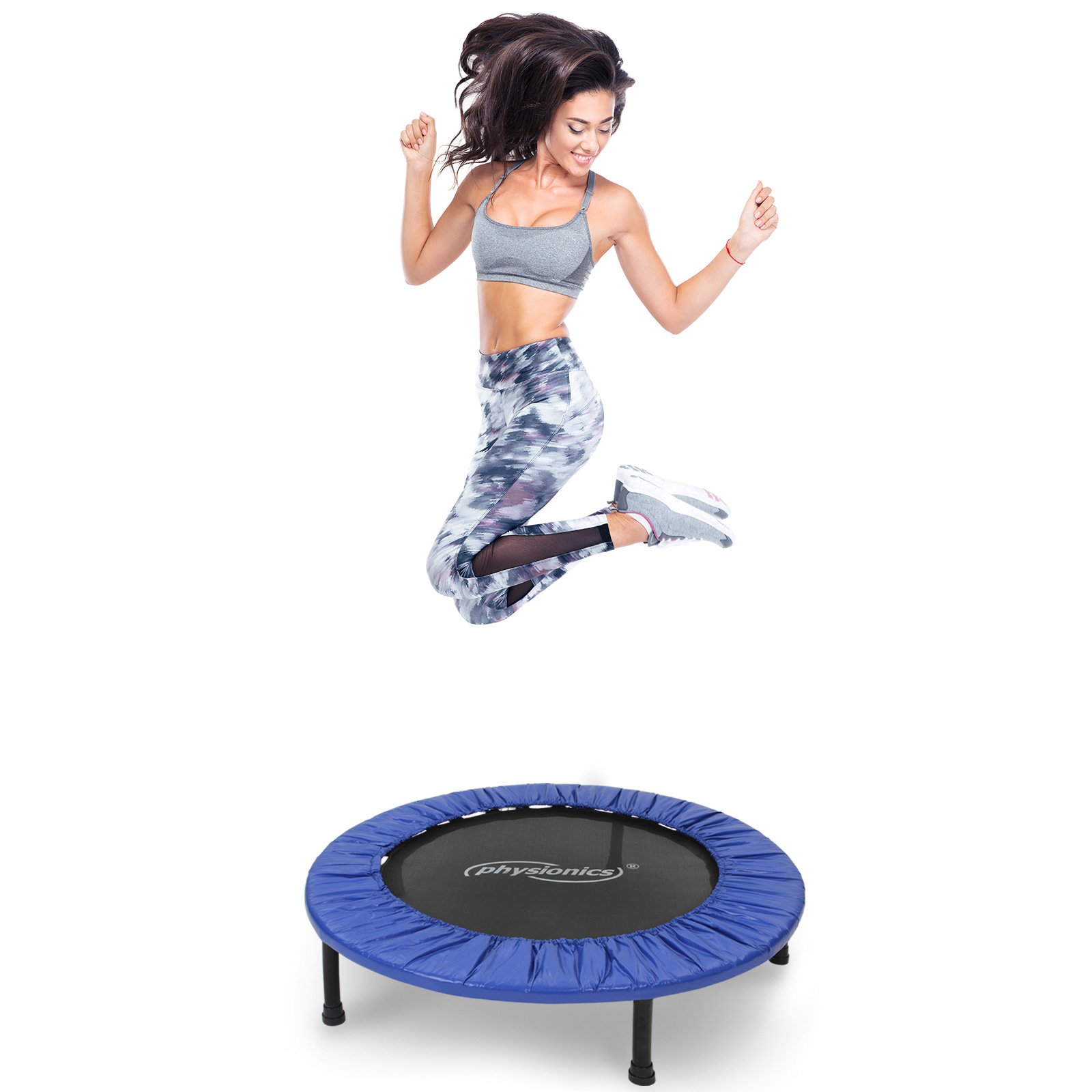 Physionics® Mini Trampoline de Fitness - Diamètre au Choix (Ø 81/91/96/102/114/122 cm), Pieds Antidérapants, Usage Intérieur/Extérieur - Trampoline de Gymnastique, Entraînement, Jumping