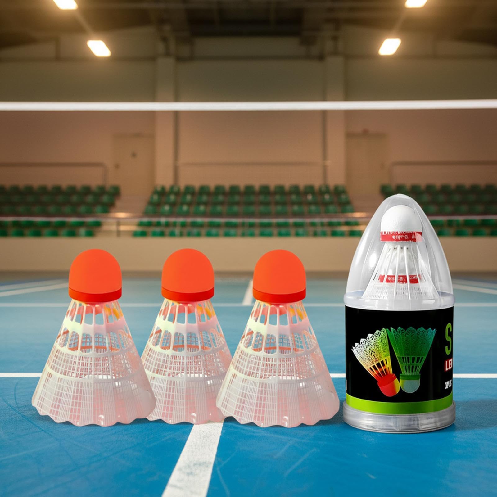 Volani da badminton – Set di tre volantini per allenamento notturno antivento, volantini per allenamento con luminosità luminosa, funzione di tracciamento migliorata, ideale per giocare in famiglia in
