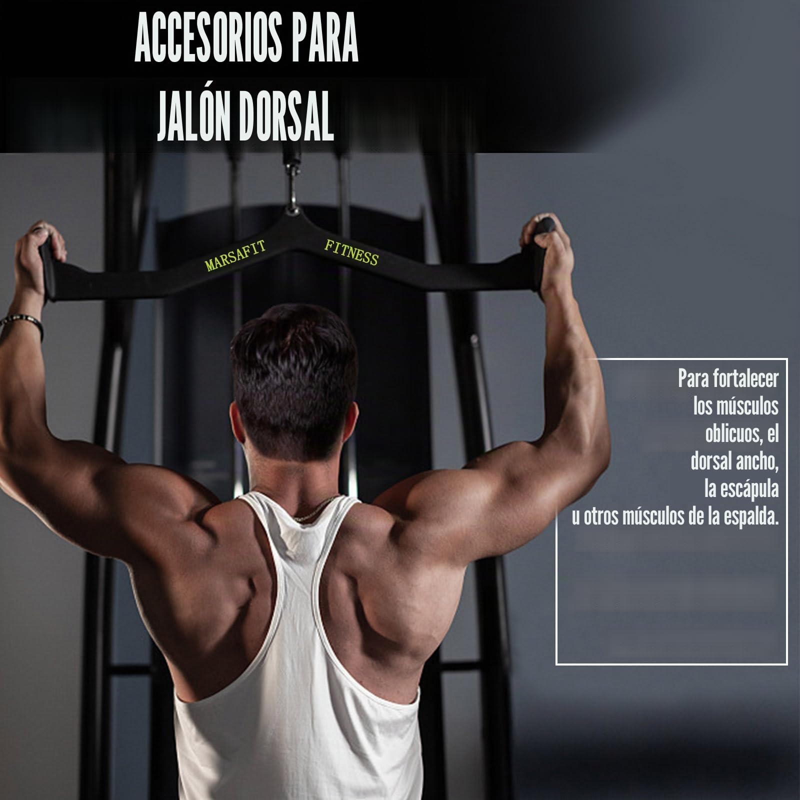MARSAFIT Home Gym Fitness Remo T-Bar V-Bar Polea Cable Accesorios para Máquina de Bíceps, Tríceps Lat Barra de Tracción de Fuerza de Espalda Mango de Entrenamiento Pull Down