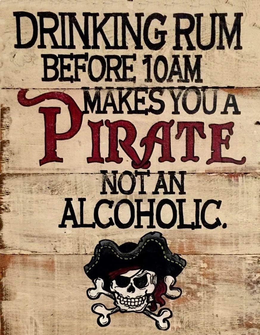 Top Banana Gifts Yellow Drinking Rum Before 10Am Makes You A Pirate - Tin Sign, Retro Vintage Metal Sign Poster Pub Bar Kitchen Garden Bathroom, Home, Plaque, Decorative Wall Art, 2 Sizes (A5)