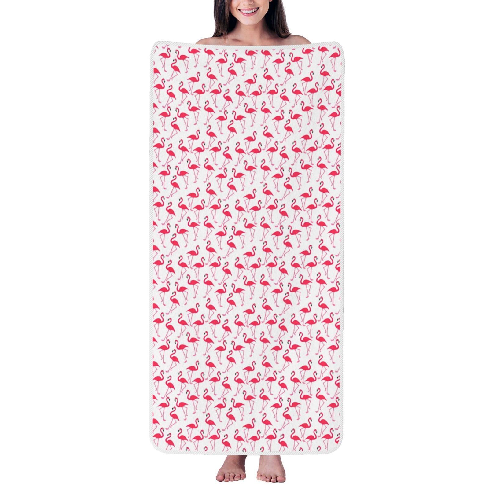 JBJGKHLP Pink Flamingo Pattern Print Women Men Couples Coral Velvet Bath Towel Ultra-Soft For Home Bathroom Travel