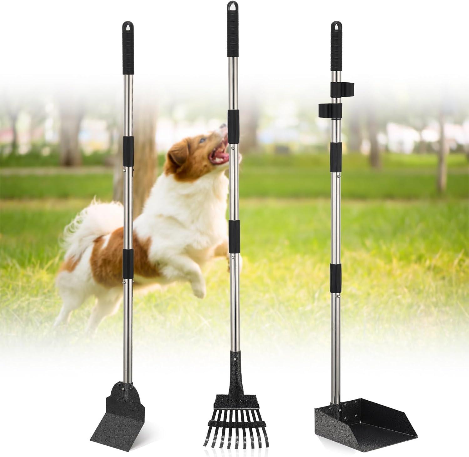 COCONUT Dog Pooper Scooper, Detachable Long Handle Poop Scooper for Dogs with Metal