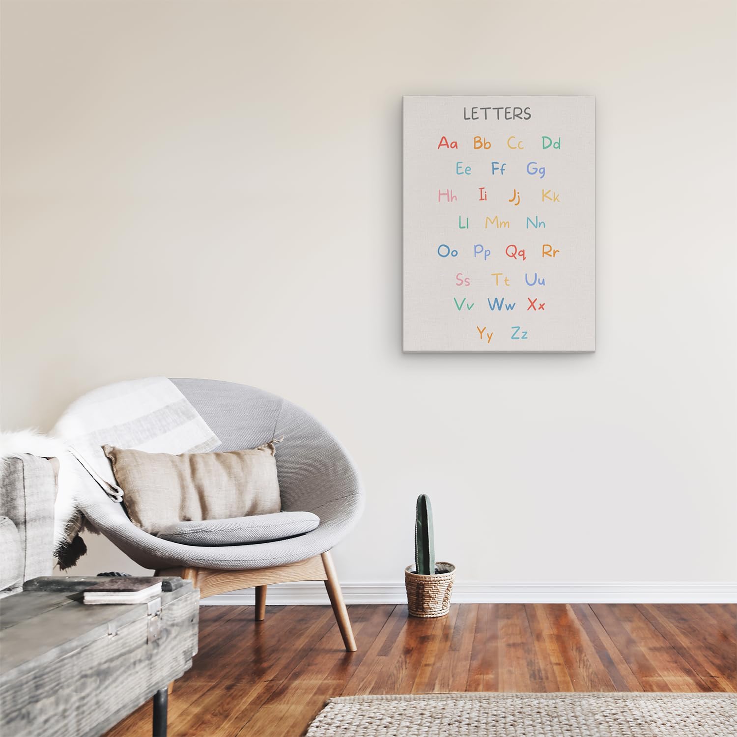 Artaza Leinwand Bilder Alphabet Buchstaben - 60x80 cm - Wanddeko Kinderzimmer - Wandbilder Lernposter - Bunte Deko