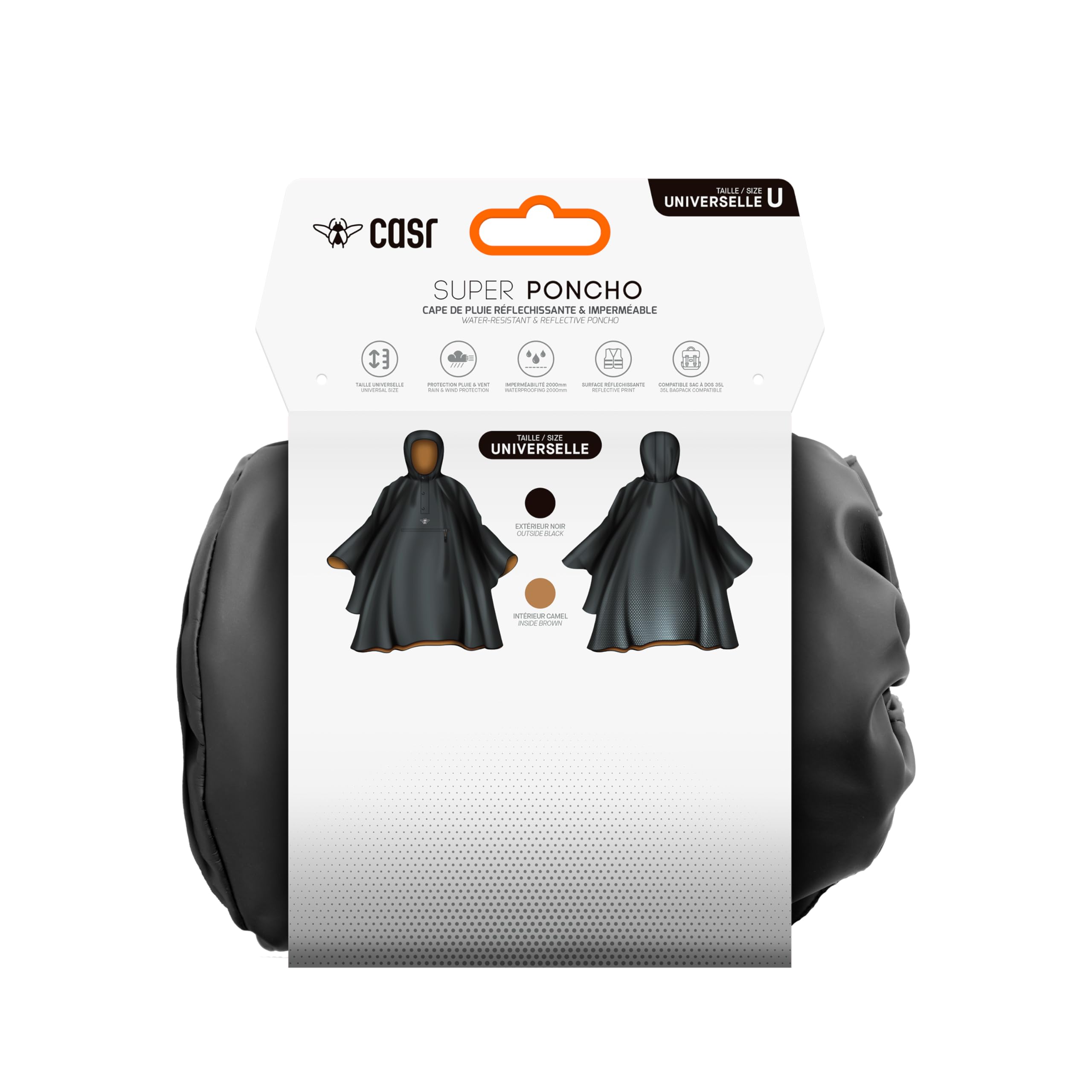 CASR Super Poncho Pluie Imperméable pour Vélo, Trottinette, Cape de Pluie
