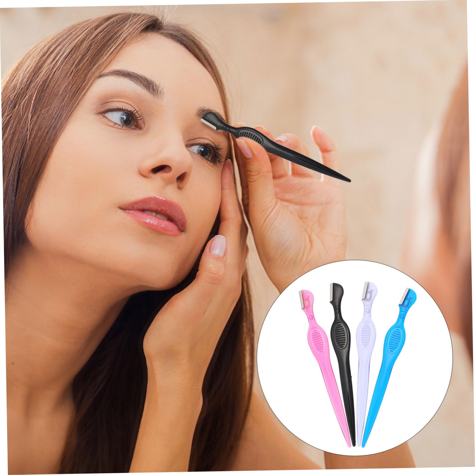 FRCOLOR 48stücke Tragbare Augenbrauenrasierer Mit Edelstahlklingen Präzise Gesichts Und Haarentfernung Für Augenbrauen Lippen Und Mehr Bunten Farben