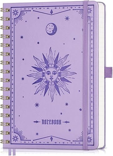 EMSHOI Cuaderno rayado en espiral para mujeres y hombres, 140 páginas numeradas, cuaderno de tapa dura con rayas universitarias para trabajo y toma