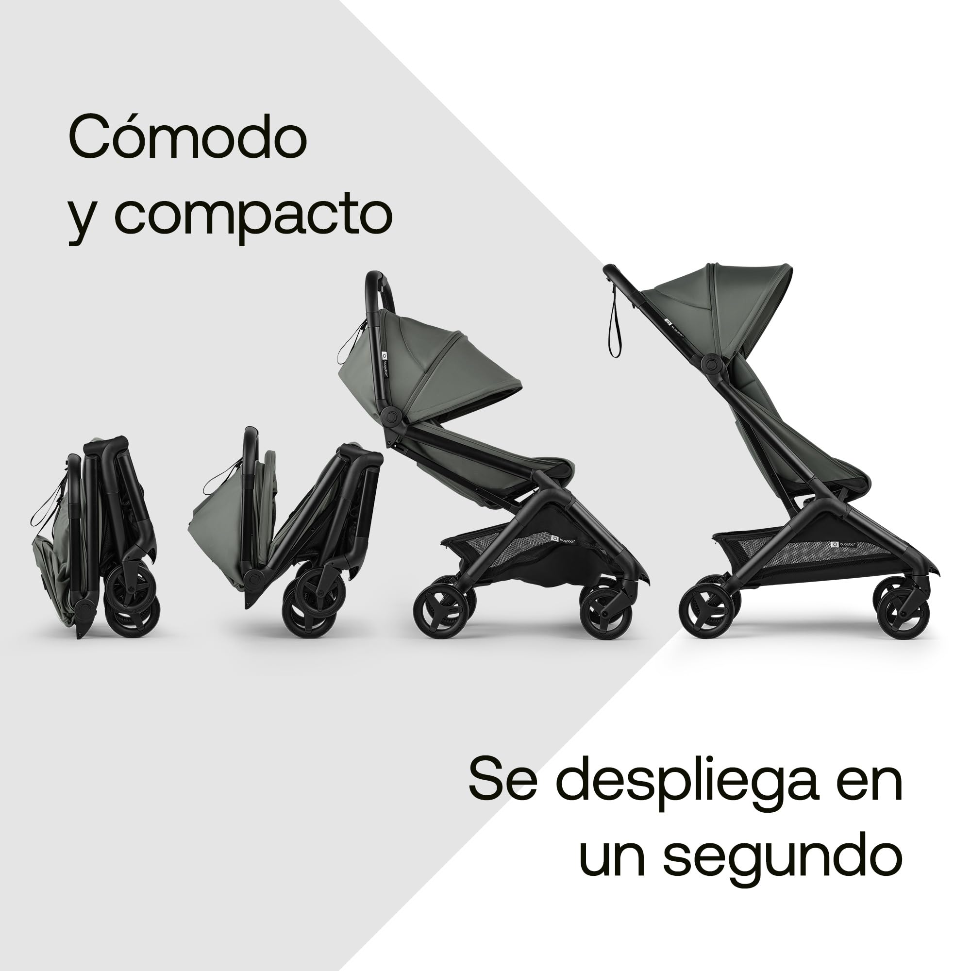 Bugaboo Butterfly 2 Silla de Paseo de Viaje – Pack con Barra de Seguridad y Cubierta para Lluvia – Ligera, Plegable a Una Mano y Asiento Reclinable, de 6 meses a 4 Años – Forest Green