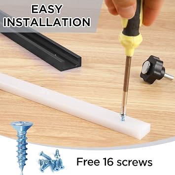 26Pcs Table Saw Crosscut Sled Kit,FACULX Table Saw Sled Set | With 2PCS Aluminum T-Track,2PCS 3/4 UHMW Miter Bars Inserts,Knob and Bolt,Screws for DIY Woodworking (Black)