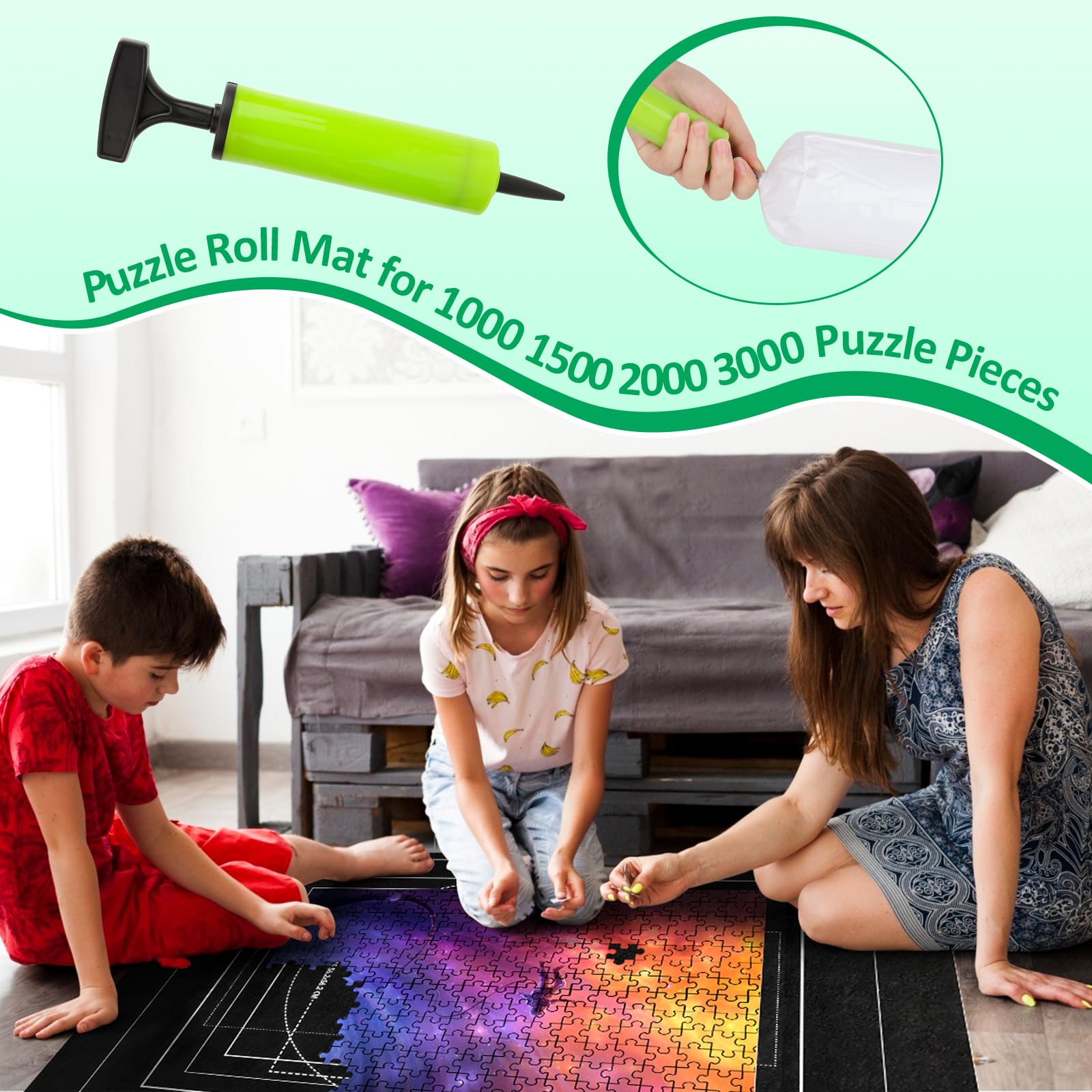 VFANDV Puzzle Matte – Tappetino puzzle portatile da 1000 a 3000 pezzi, 100 x 140 cm (nero)