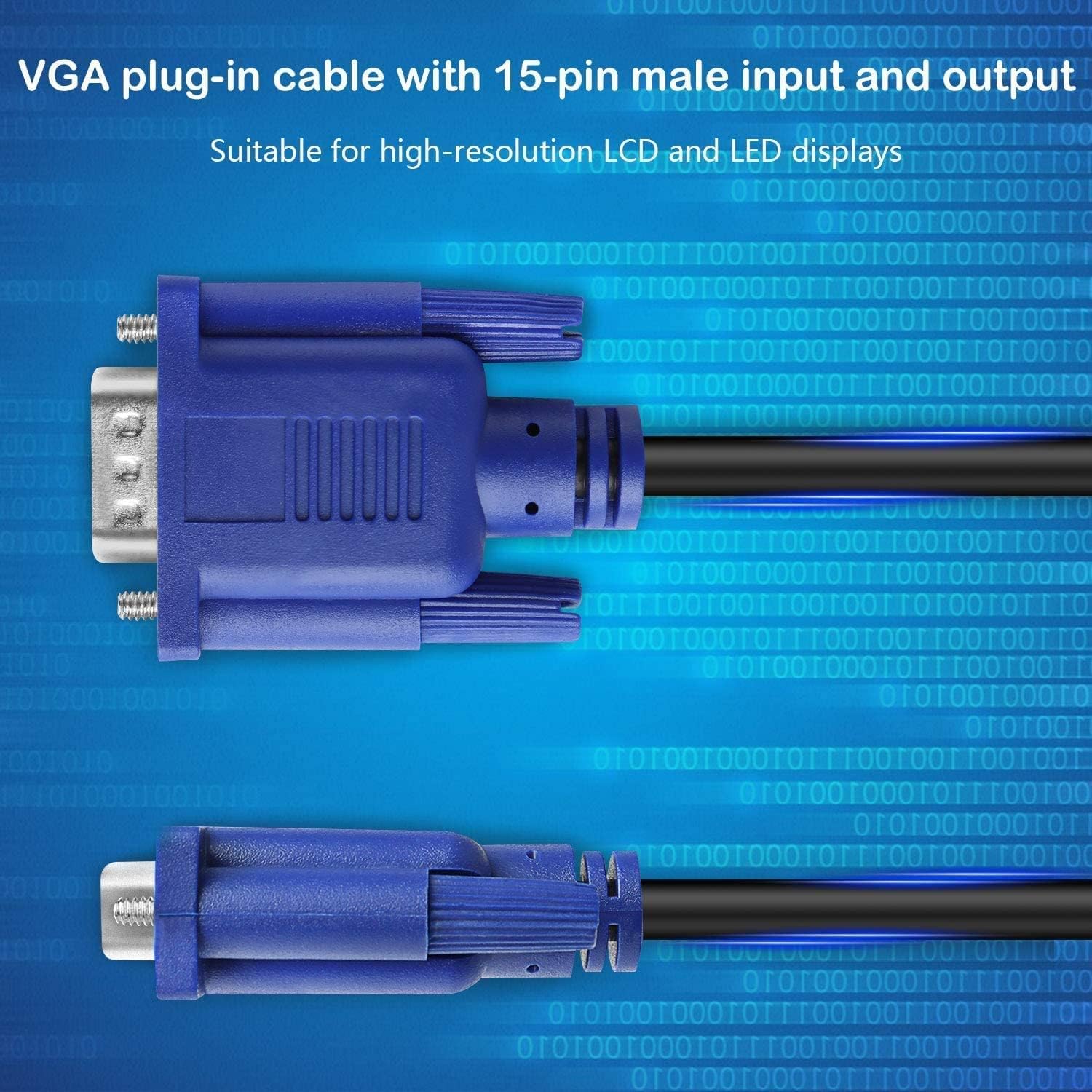 VGA to VGA Monitor Cable HD15 Male to Male for TV Computer Projector (15 Feet)