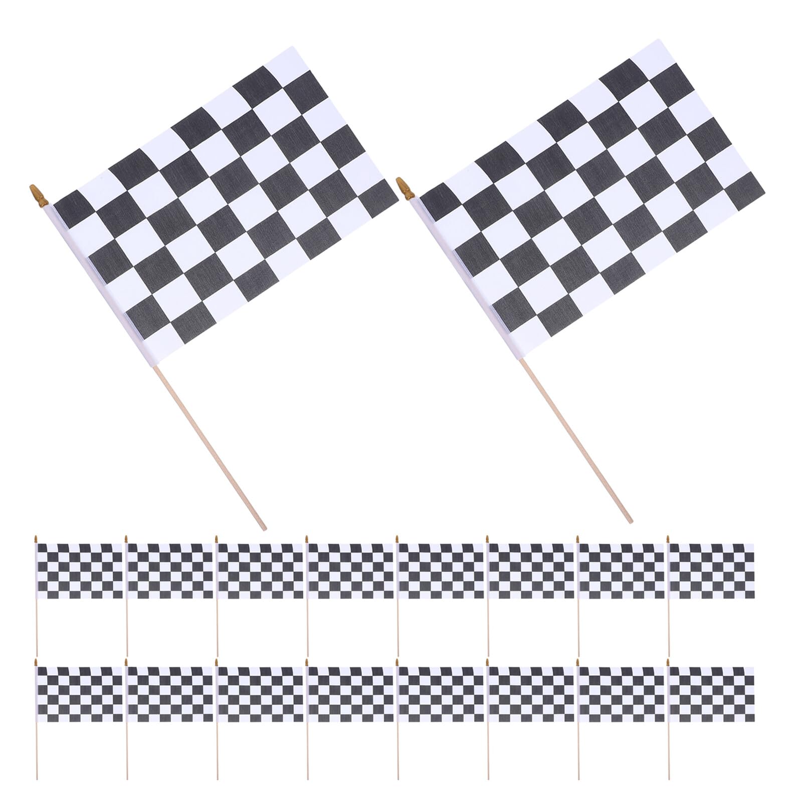 Drapeaux de course à carreaux ORFOFE de 20 x 30 cm avec mât en bois pour signalisation