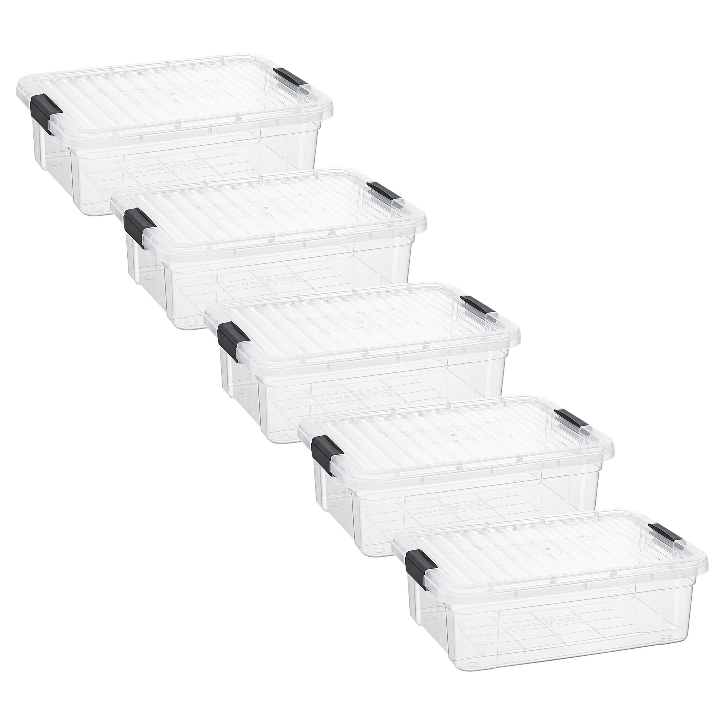 Superio 7.4 Quart Clear Plastic Storage Bin with Lid, Stackable Organizer Box, BPA-Free Storage Container for Home, Garage, School &amp; Office, 5 Pack