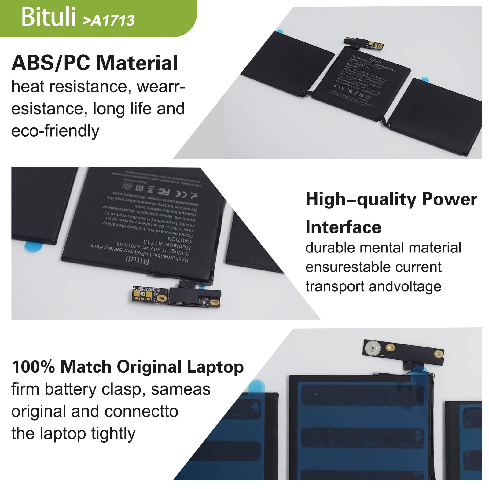 Batterie Replacement MacBook Pro 13" A1708 A1713 - 54,5Wh - Compatible 2016-2022 - Certifiée CE/FCC