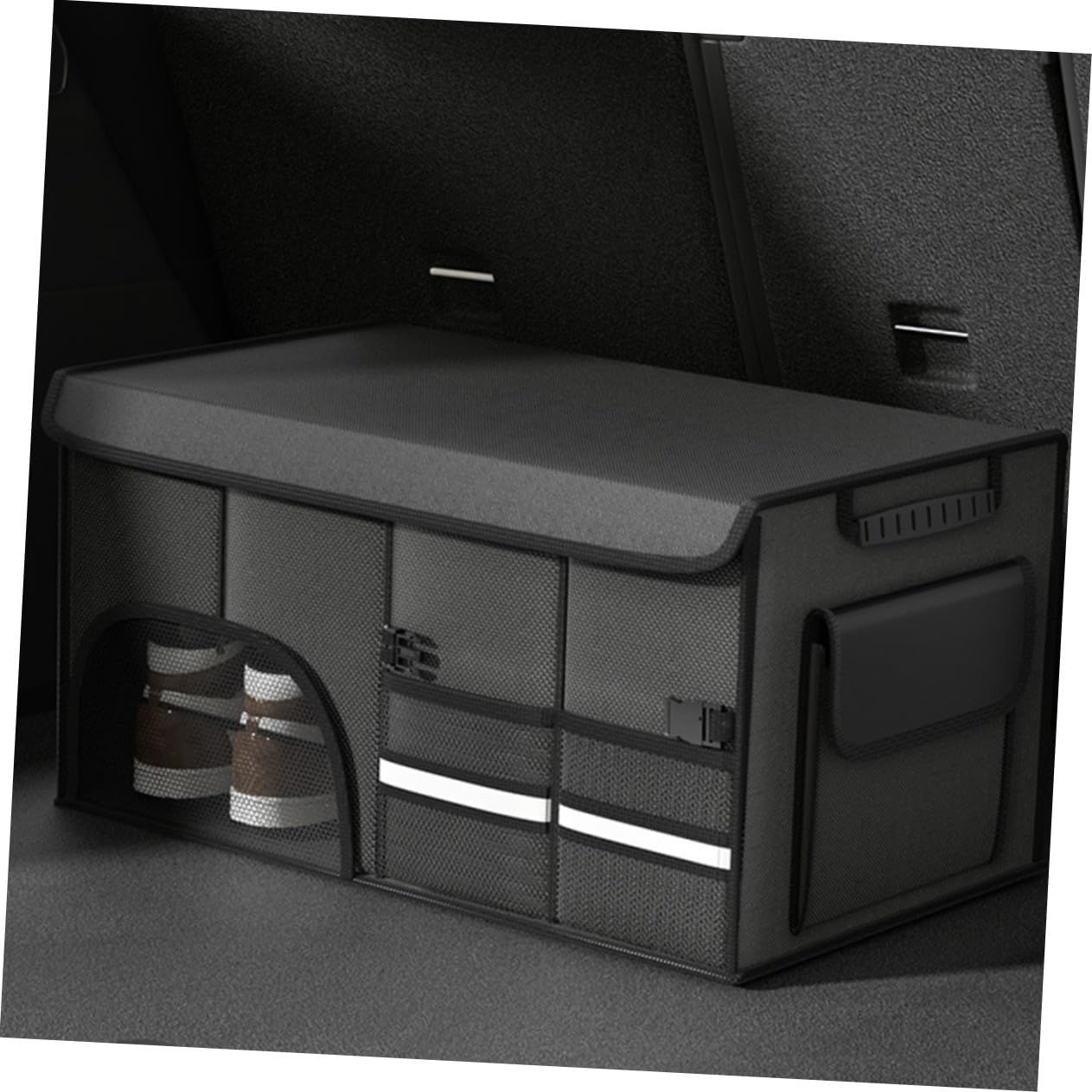 Caja Organizadora para Maletero Coche Grande Plegable Resistente Tela Oxford Multi Compartimentos Almacenamiento Suv y Camión Negro Elegante Accesorios Prácticos para Vehículo