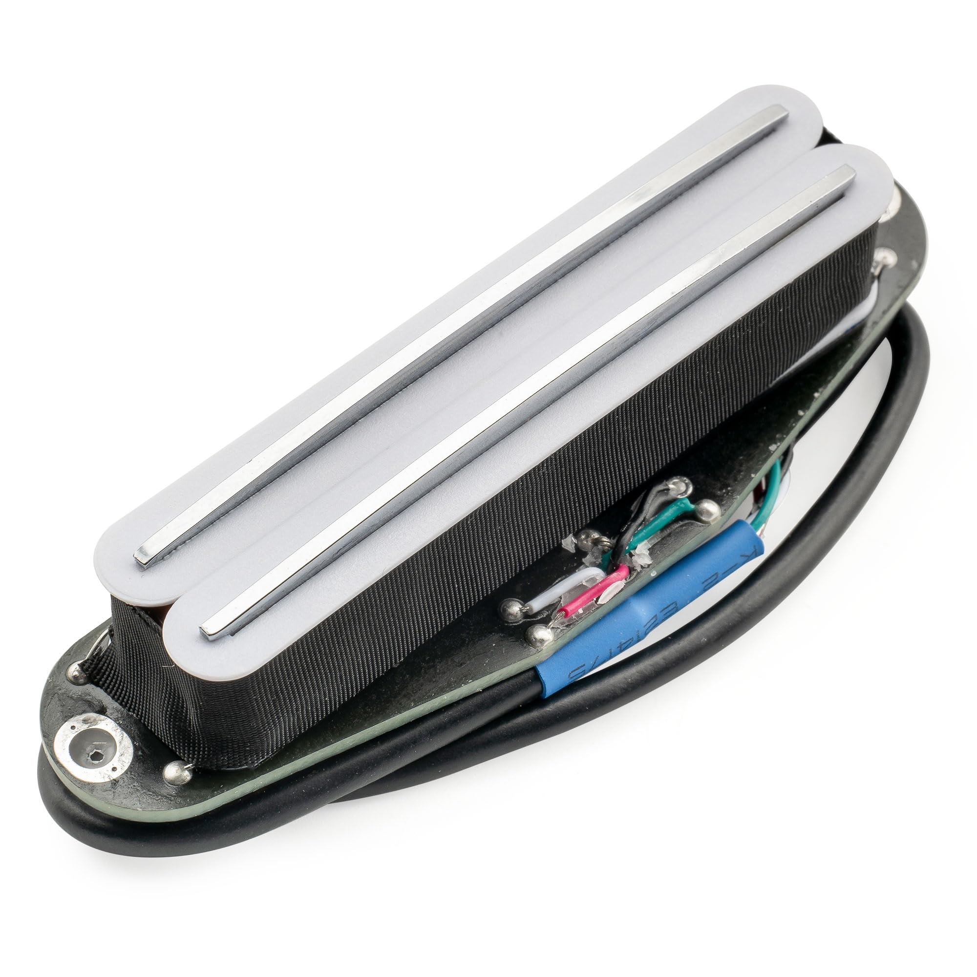 Musiclily Pro ST-DPMC Ceramic Dual Single Coil Sized Humbucker Pickup 9.2K for Strat Style Electric Guitar White Body Chrome Rail