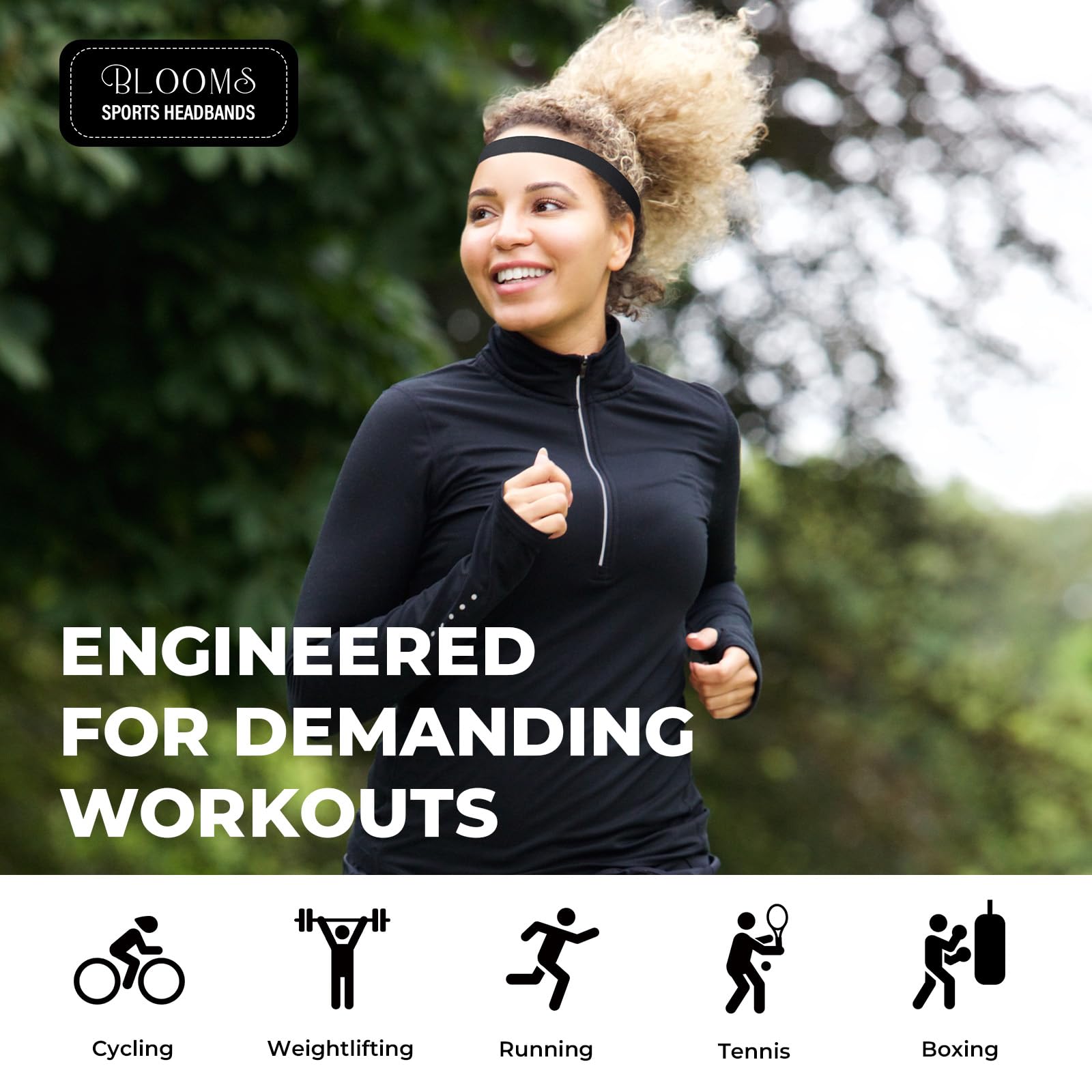 Blooms 6 Pezzi Fascia Capelli Sportiva - Fascetta Capelli Uomo Antiscivolo Sottile Fasce per Capelli Donna - Cerchietto Capelli Elastico Capelli Sport per Yoga, Calcio, Basket, Fare Jogging, Tennis