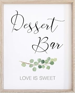 Dessert Bar Sign for Wedding Reception, Watercolor Greenery with Eucalyptus, Thick Cardstock, Wedding Decoration