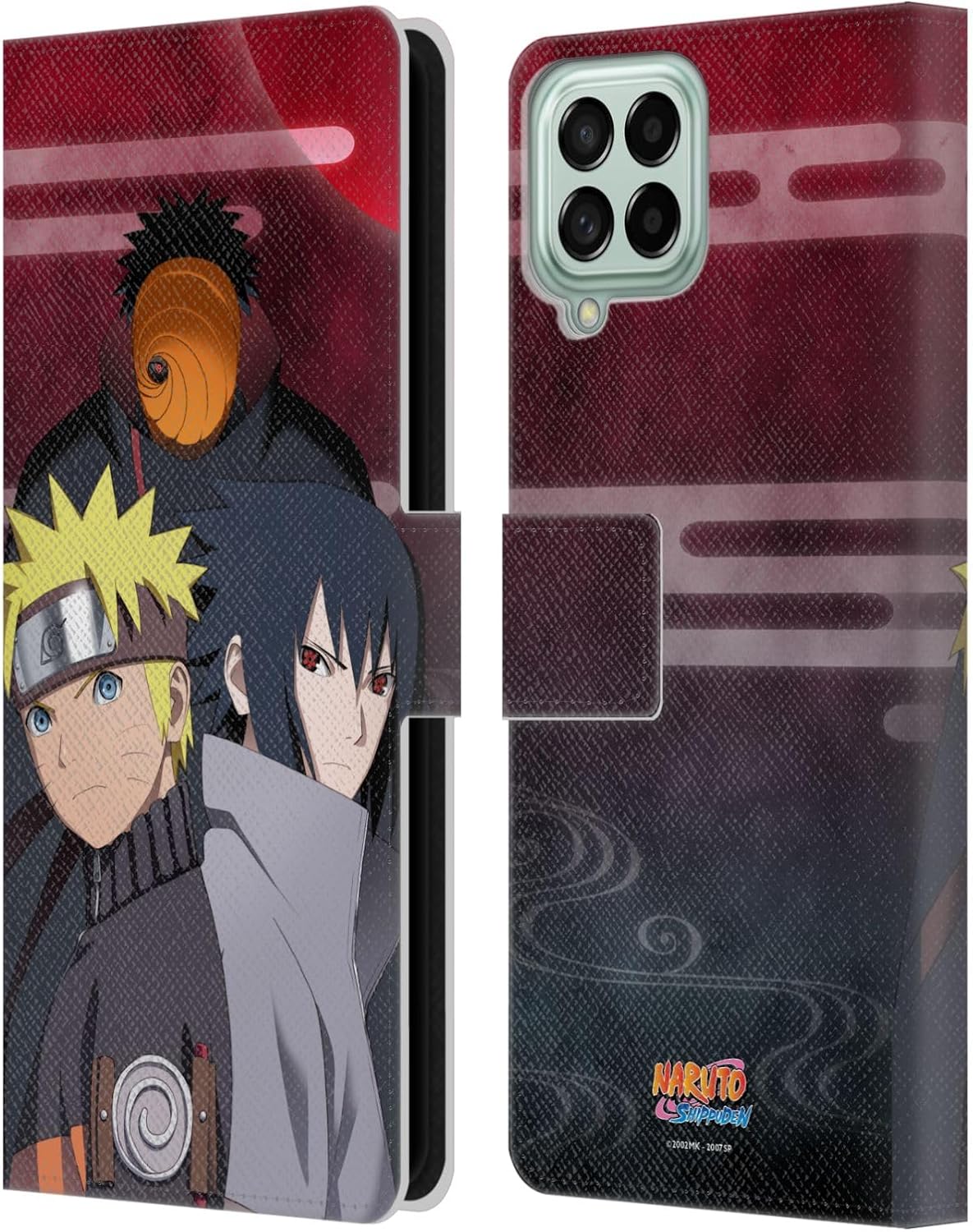Head Case Designs Officially Licensed Naruto Shippuden Obito Naruto Sasuke Key Art Leather Wallet Case Compatible with Samsung Galaxy M33 (2022)