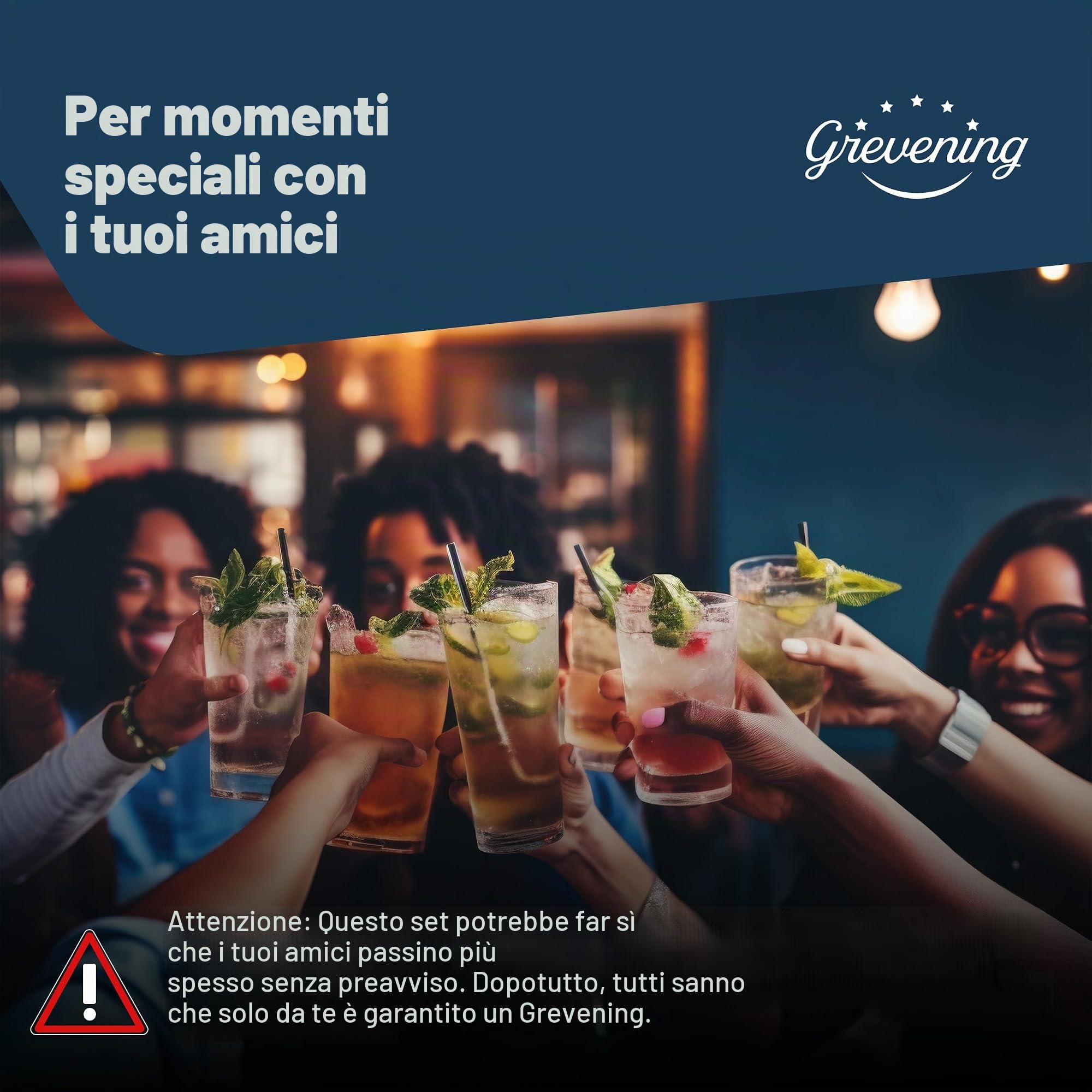 Set di 16 shaker da cocktail in pratica ed elegante scatola di legno, ottima confezione regalo con ricettario per principianti e professionisti, acciaio inossidabile 304 Premium