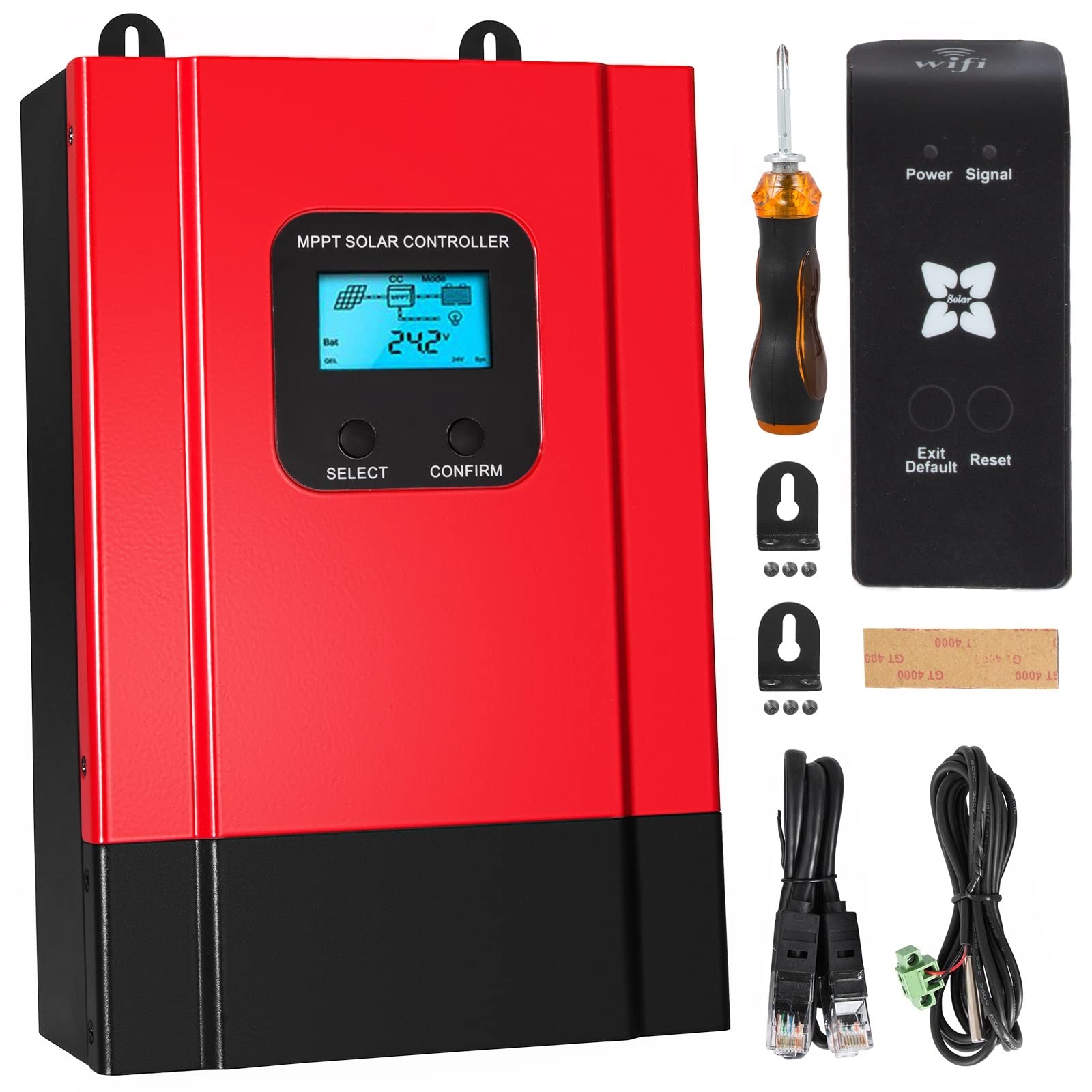 40A 60A MPPT Regolatore di Carica Solare Display LCD 12V 24V 36V 48V Automatico con Controllo App Mobile Max 150V Ingresso fotovoltaico(40A WiFi)
