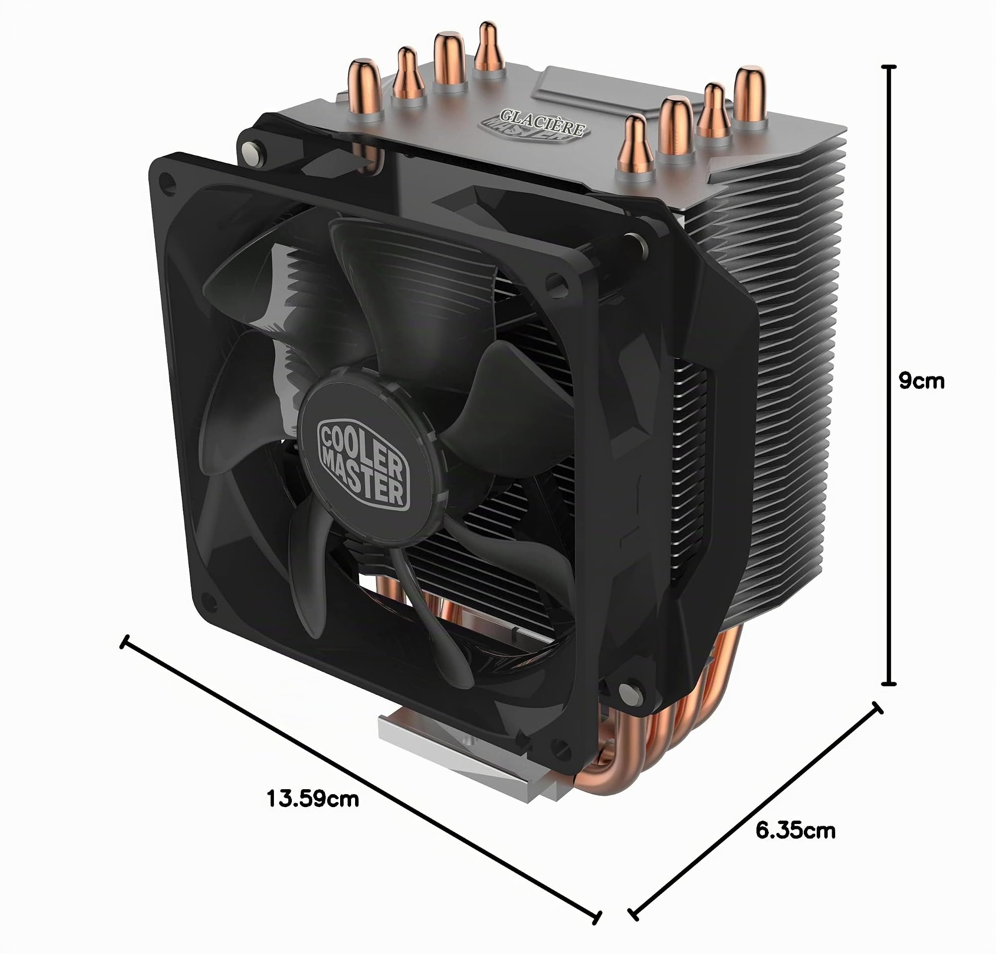 Cooler Master Hyper H412R Refroidisseur CPU Ventirad Low-Profile, Technologie Direct Contact, 4 Caloducs Cuivre, Radiateur Aluminium Compact, Ventilateur PWM 92mm, Compatible AMD & Intel