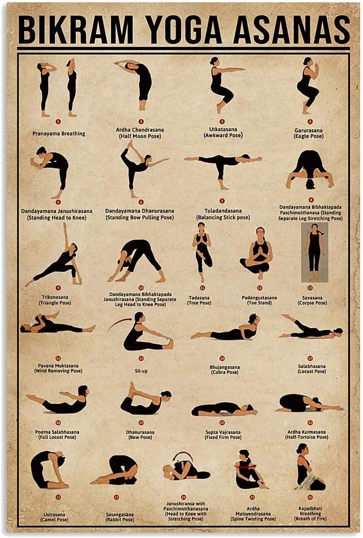 amazon com bikram yoga asanas vertical poster home wall art print 11 x17 no frame posters prints