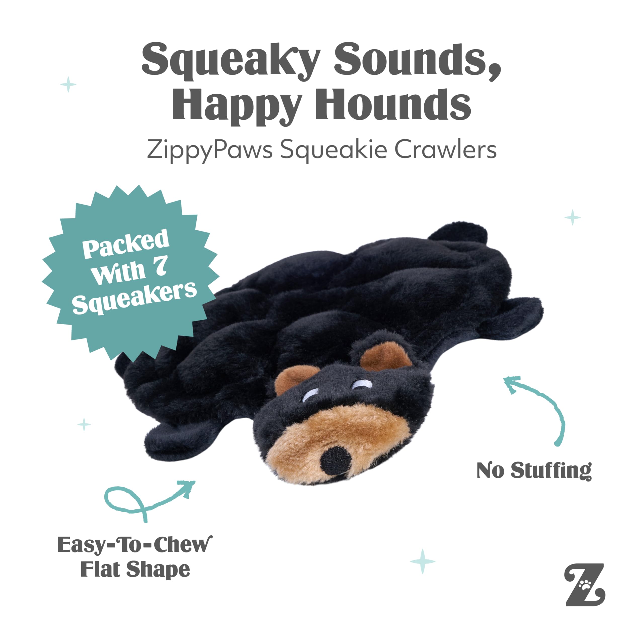 Pet Supplies : ZippyPaws Squeakie Crawler- No Stuffing Dog Toy to