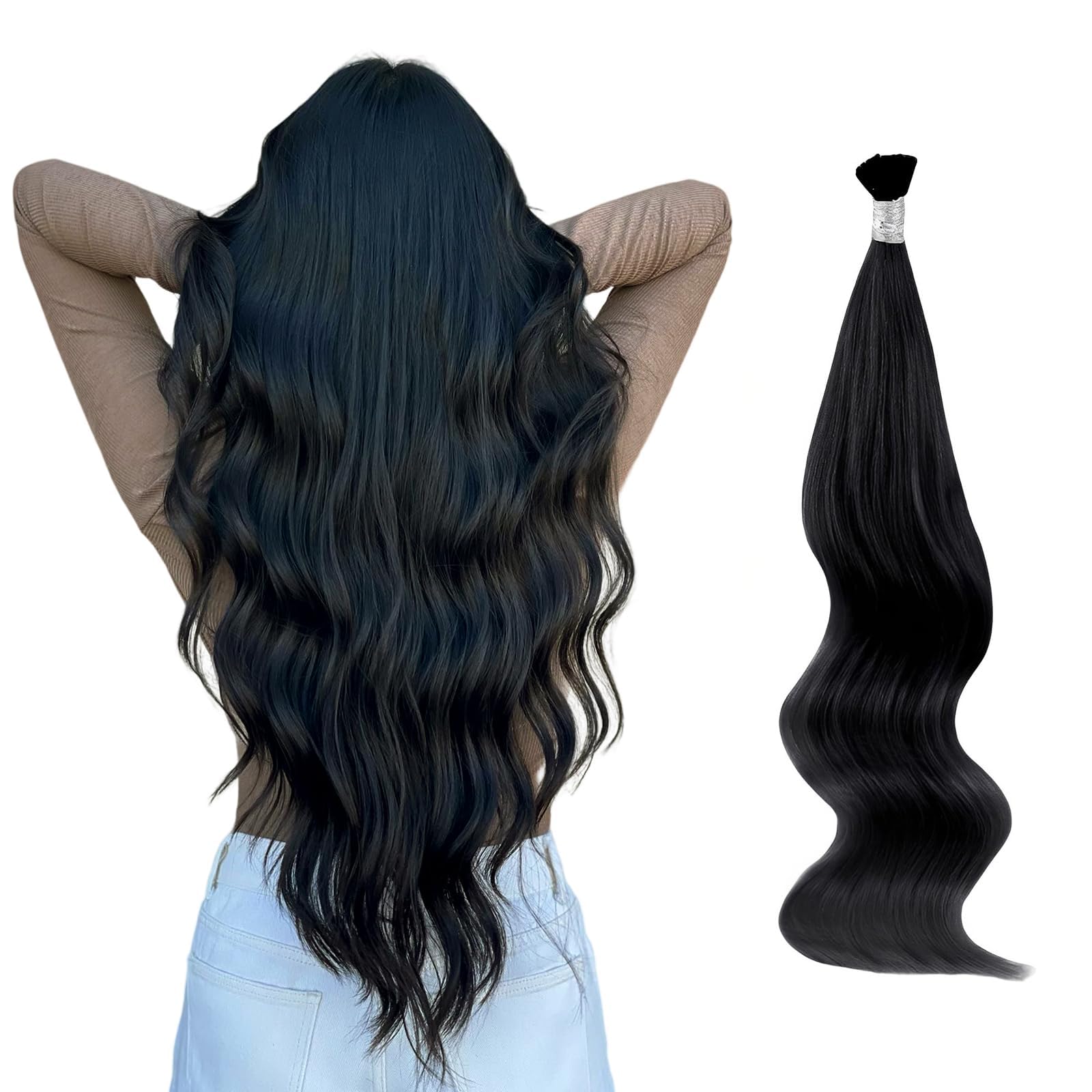 ABH AMAZINGBEAUTY HAIR I-Tip Echthaar 60cm Pechschwarz #1 50g | Remy Echthaar, Kaltfusion Keratin, 50 Strähnen, Haarverlängerung, No Shedding, Seidig Glatt, I-Tip, Bonding Extensions