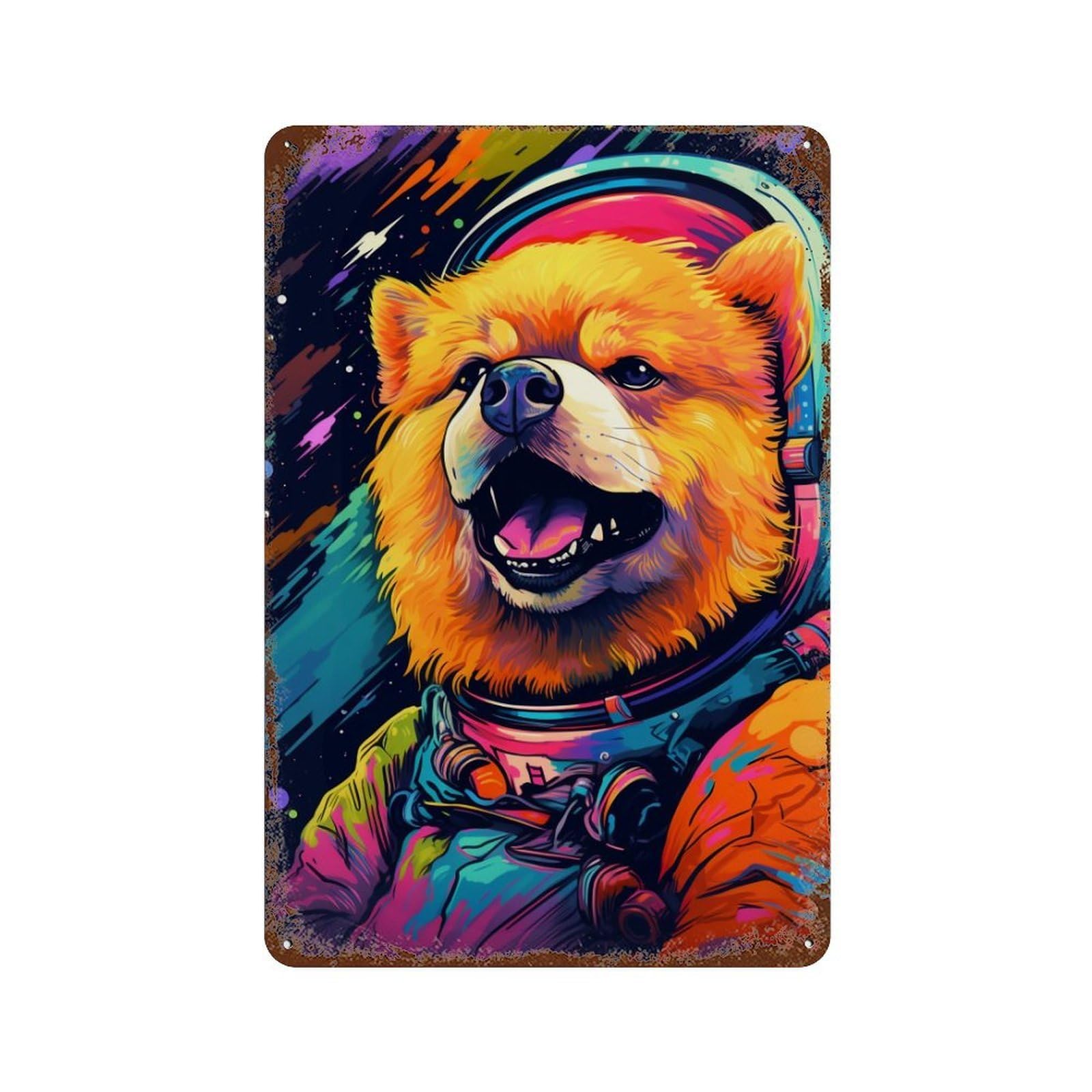 Cosmic Red Panda Explorer-1 Vintage Wall Sign 11.8"x7.9", Rust Effect Metal Decor for Office, Studio And Wall Decor