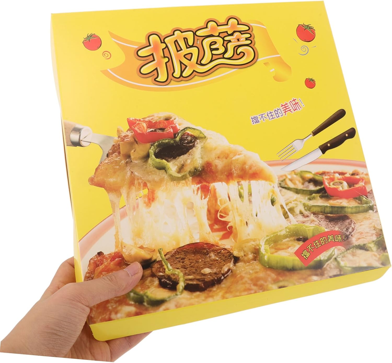 Toyvian 40pcs Disposable Handheld Pizza Boxes 9-inch Square Corrugated Cardboard Pizza Packaging Containers for Takeout and Party Food Storage