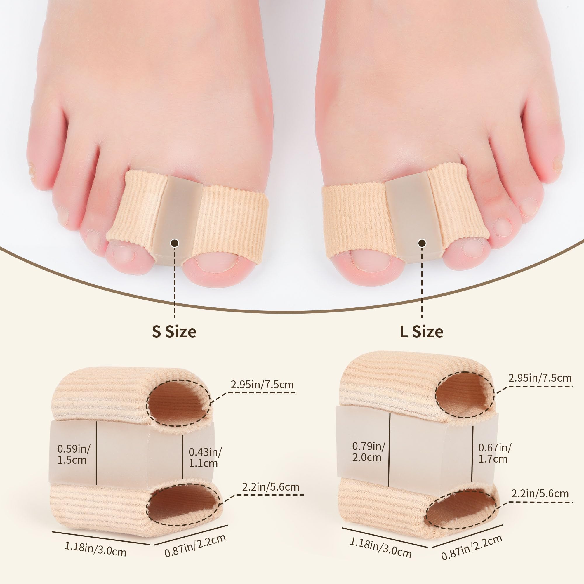 DYKOOK Gel Toe Separators Bunion Corrector with 2 Loops be Made of Elastic Fabric Material 2PCS Toe Corrector for Big Toes,Toe Spacers Suitable for Hallux valgus,Foot Pain,Corns (S) - Image 2