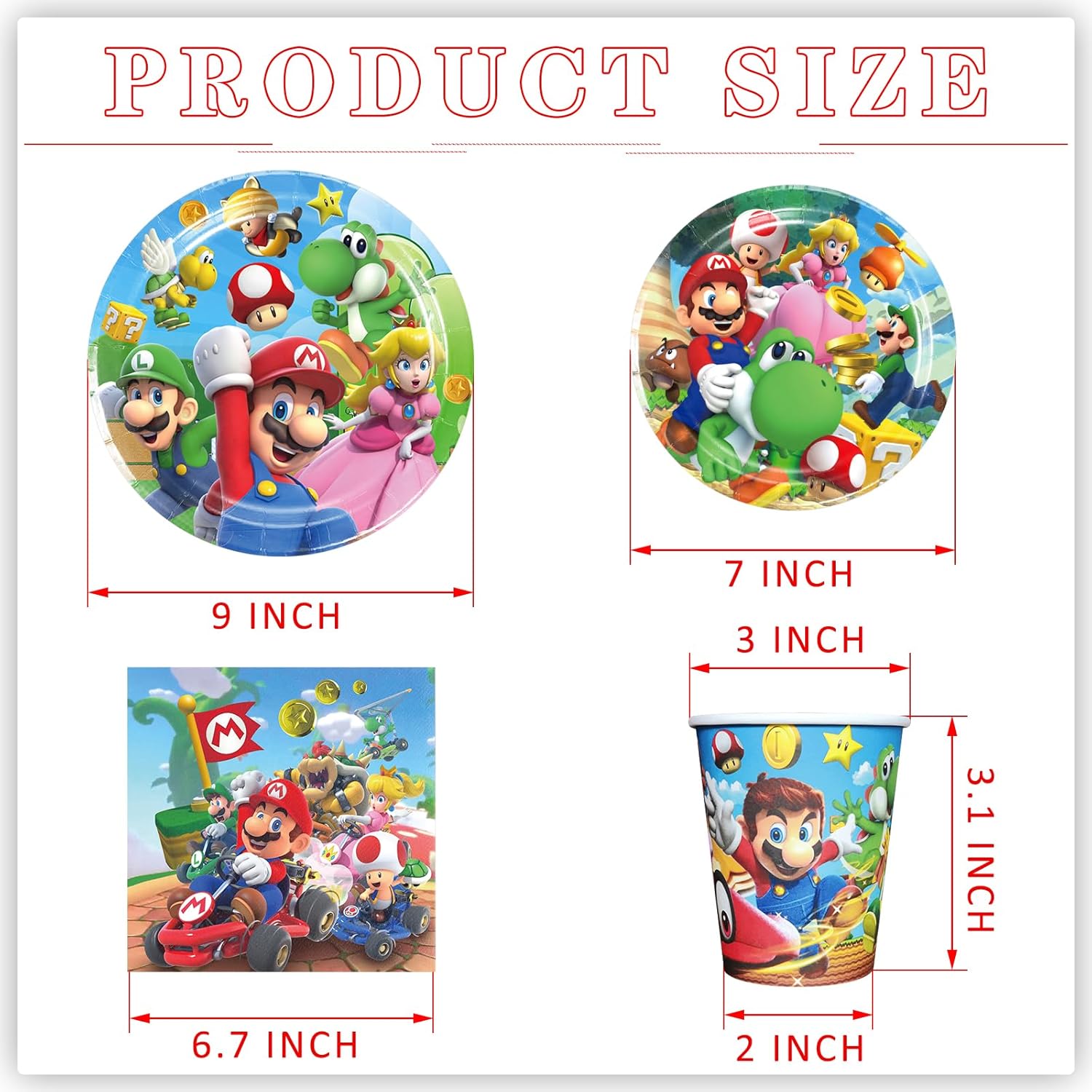 60 PCS Tableware Sets, Birthday Party Supplies Paper Plates and Napkins Set Includes 20 PCS Plates, 20 PCS Napkins and 20 Paper Cups for Party Decorations - Image 3