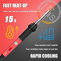 Vista 3 de Kit de soldador portátil de 60 W con calentador de cerámica, 5 puntas, soporte, soldadura - para metal, joyería, reparación eléctrica