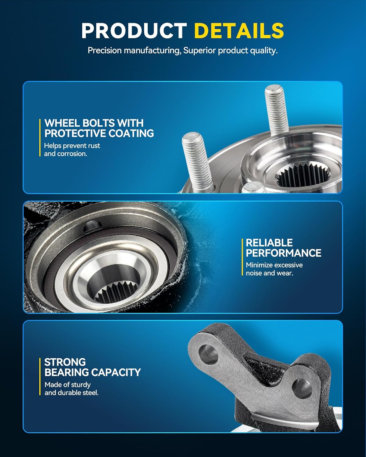 PHILTOP Front Left Steering Knuckle Wheel Hub Bearing for Honda Accord