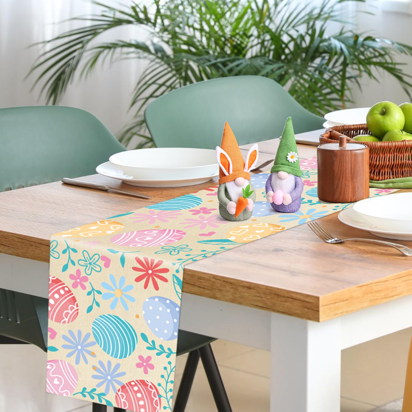 Leinen-Tischläufer Im Büffelkaro-Design – 33x183 Cm Für Frühling & Ostern, Rustikale Tischdeko