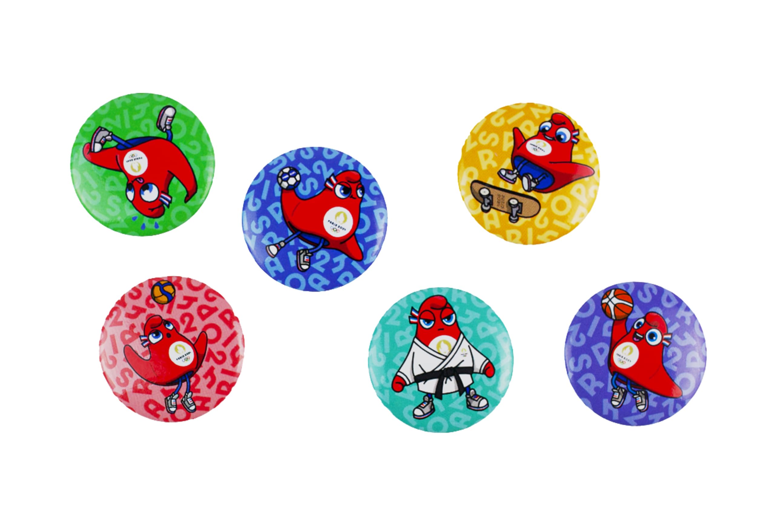 PARIS 2024 6 x magnets JO Colección oficial Juegos Olímpicos y Paralímpicos, multicolor, Talla única