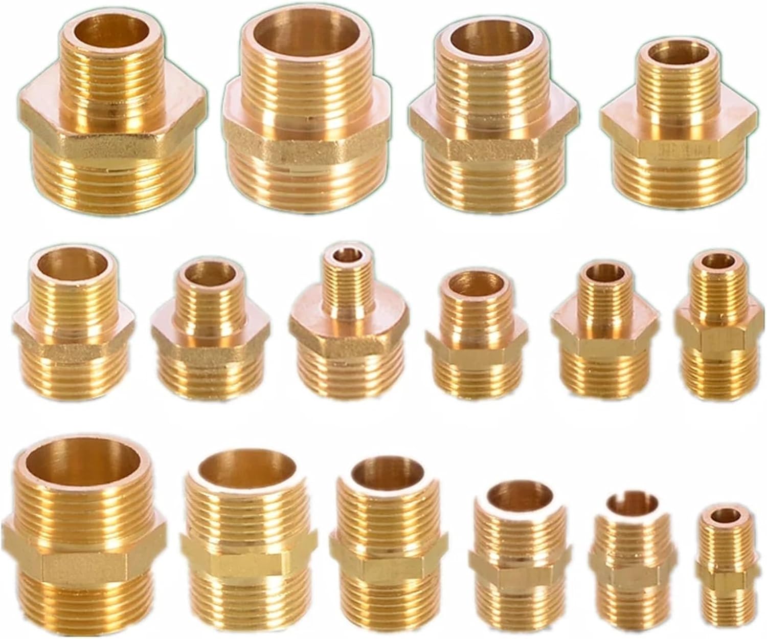 Brass Pipe Hex Nipple Fitting 1/8" 1/4" 3/8" 1/2" 3/4" 1" Male Thread Quick Adapter Coupler Connector 1Pcs(1l8 to 1l8)