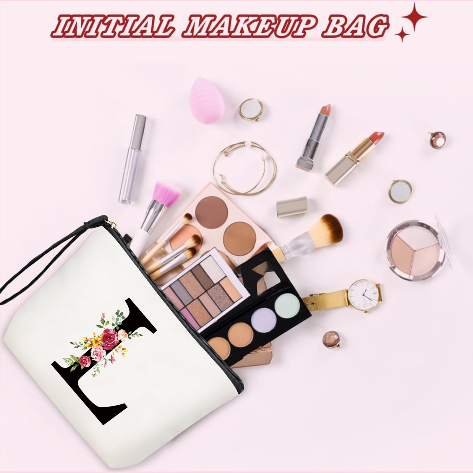 Grande Borsa per Cosmetici per donna Personalizzata Iniziale, Pochette Trucchi Viaggio, Trousse Trucchi Organizer Cosmetici, Regalo Compleanno Natale Ideale per Mamm Moglie Migliore Amic（M）